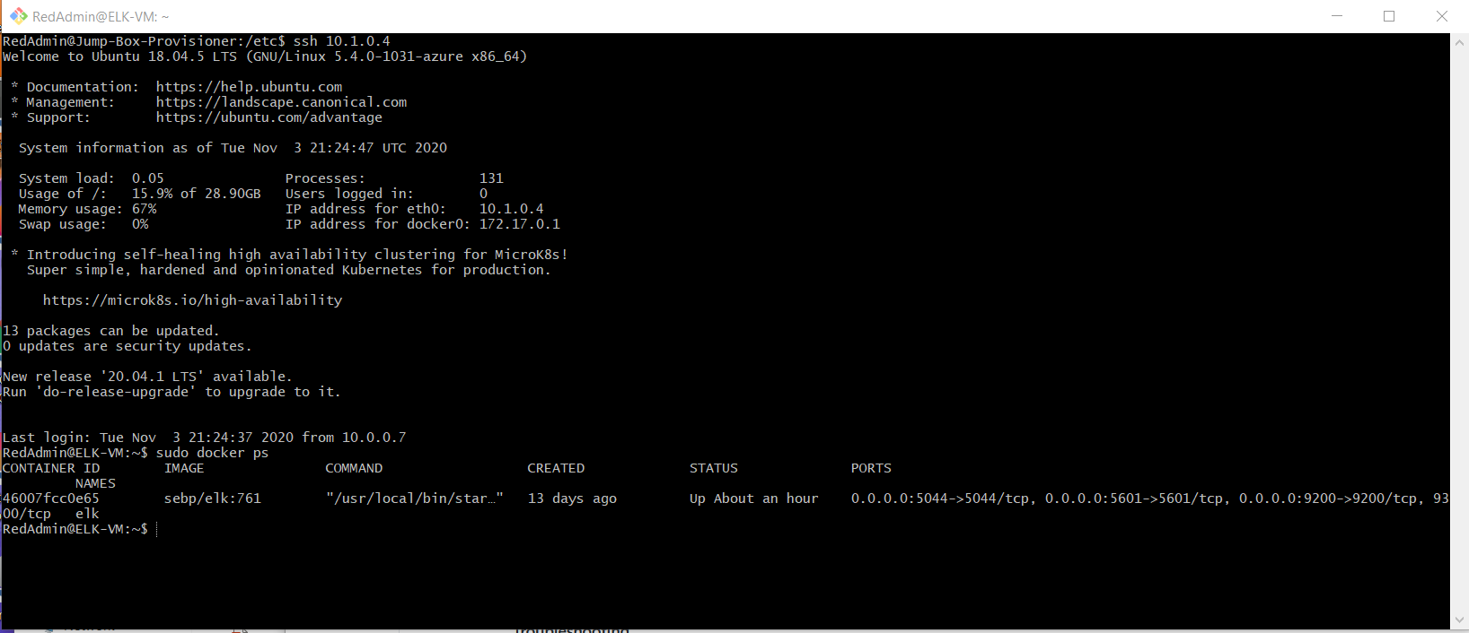 screenshot of docker ps output